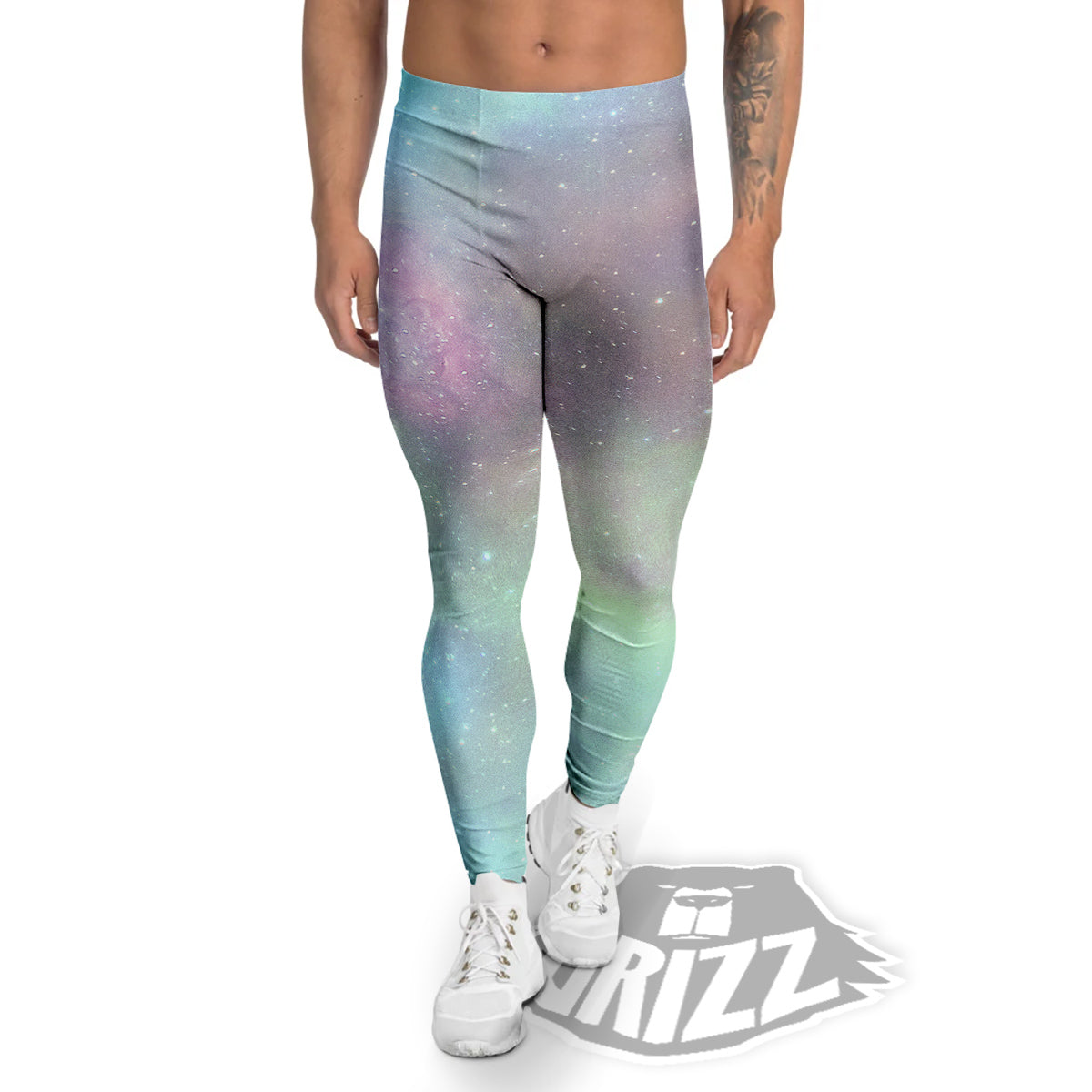 Galaxy Space Colorful Nebula Print Men's Leggings-grizzshop
