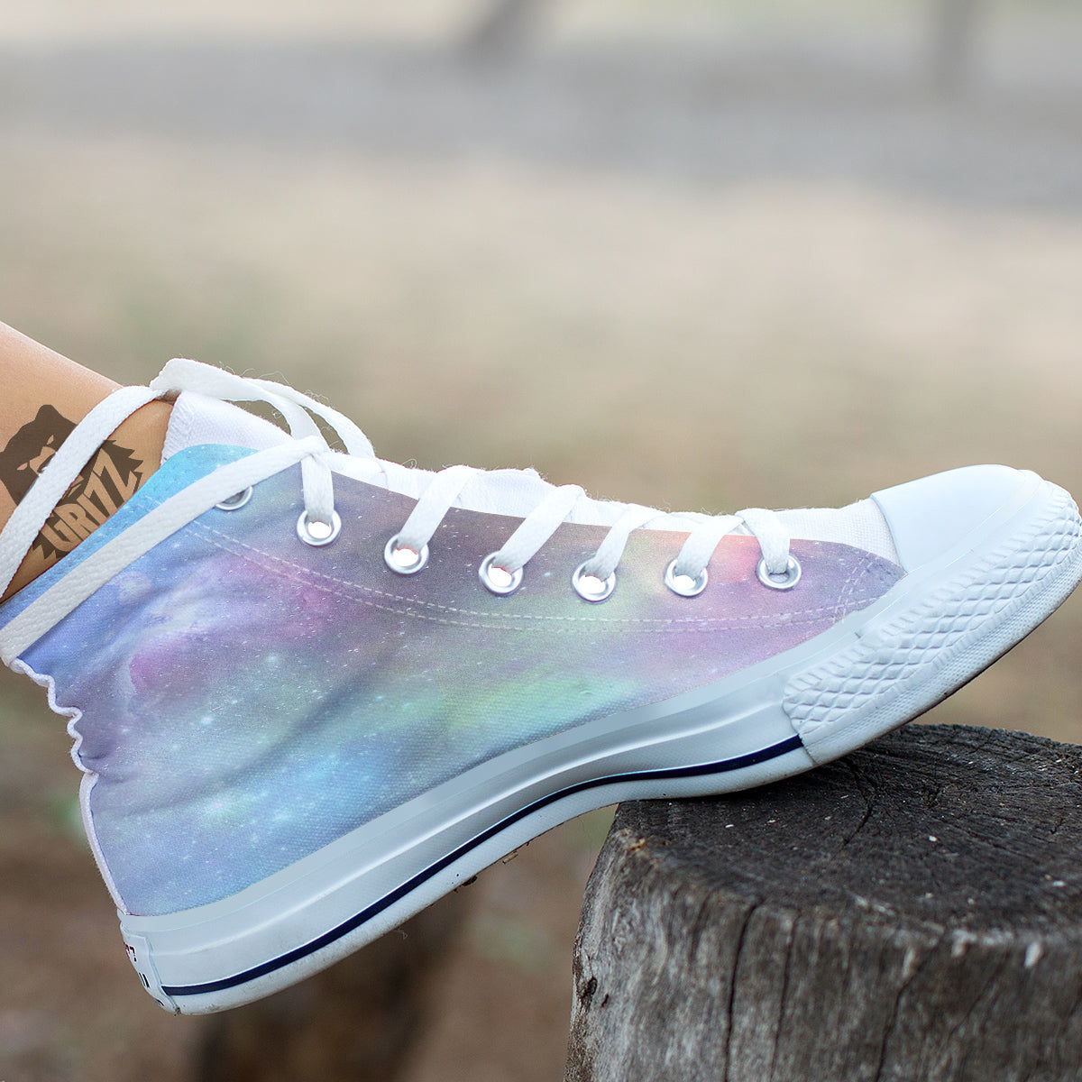 Galaxy Space Colorful Nebula Print White High Top Shoes-grizzshop