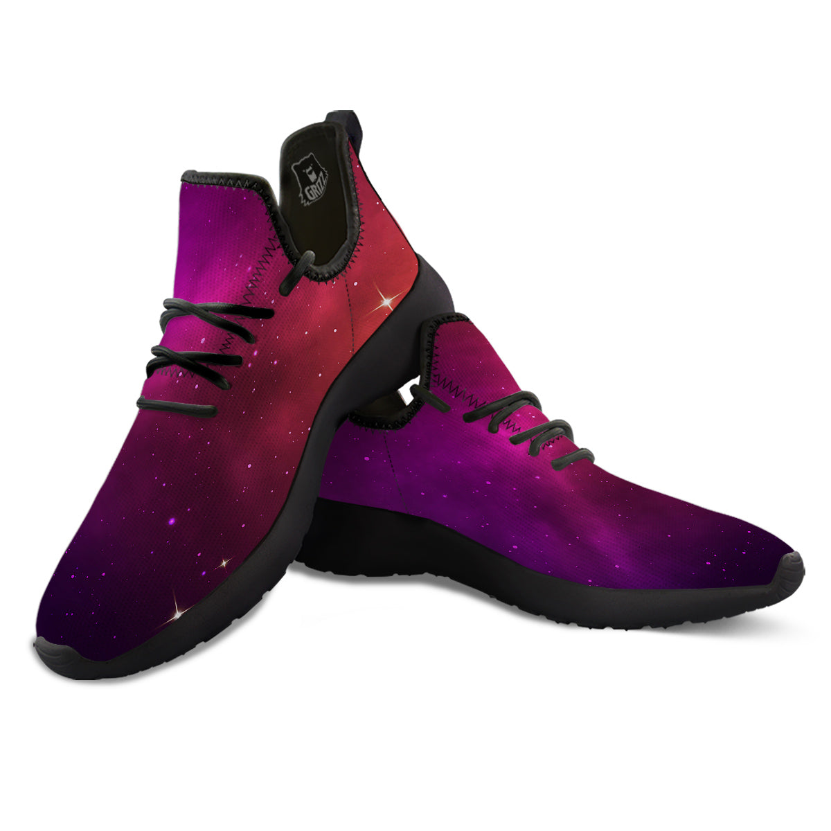 Galaxy Space Colorful Stardust Print Black Athletic Shoes-grizzshop
