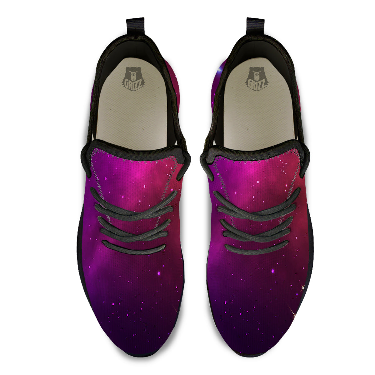 Galaxy Space Colorful Stardust Print Black Athletic Shoes-grizzshop