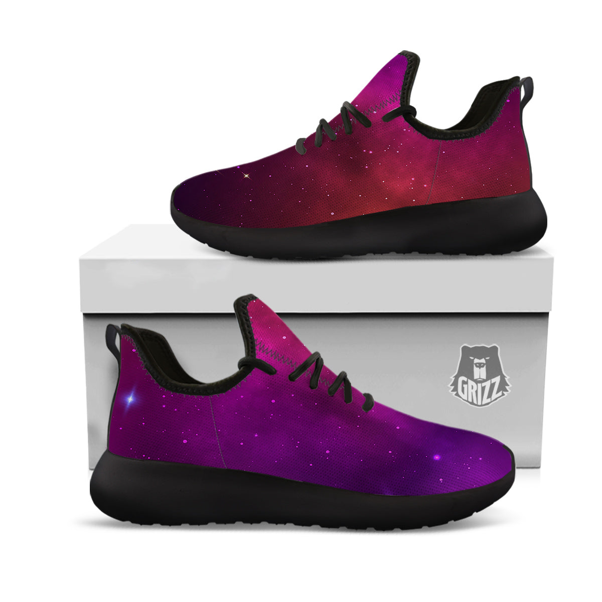 Galaxy Space Colorful Stardust Print Black Athletic Shoes-grizzshop