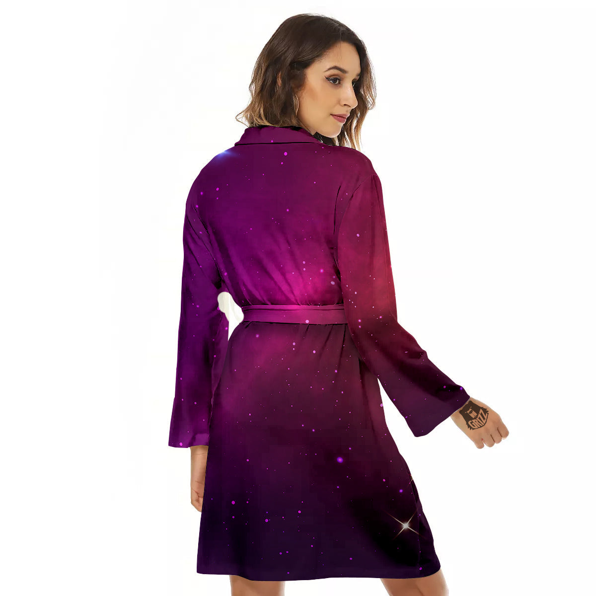 Galaxy Space Colorful Stardust Print Women's Robe-grizzshop