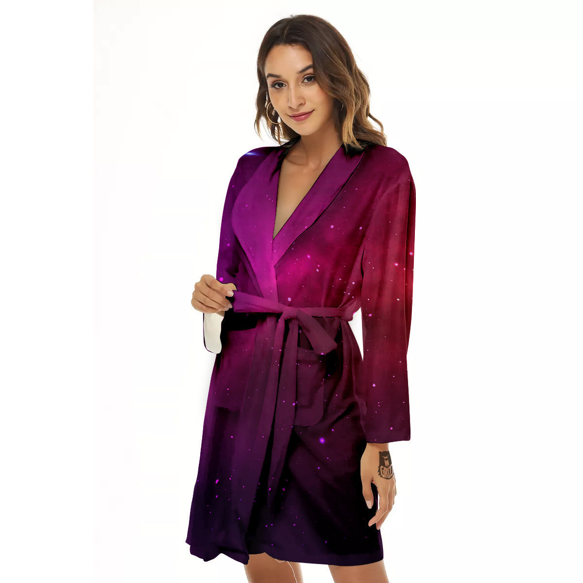 Galaxy Space Colorful Stardust Print Women's Robe-grizzshop