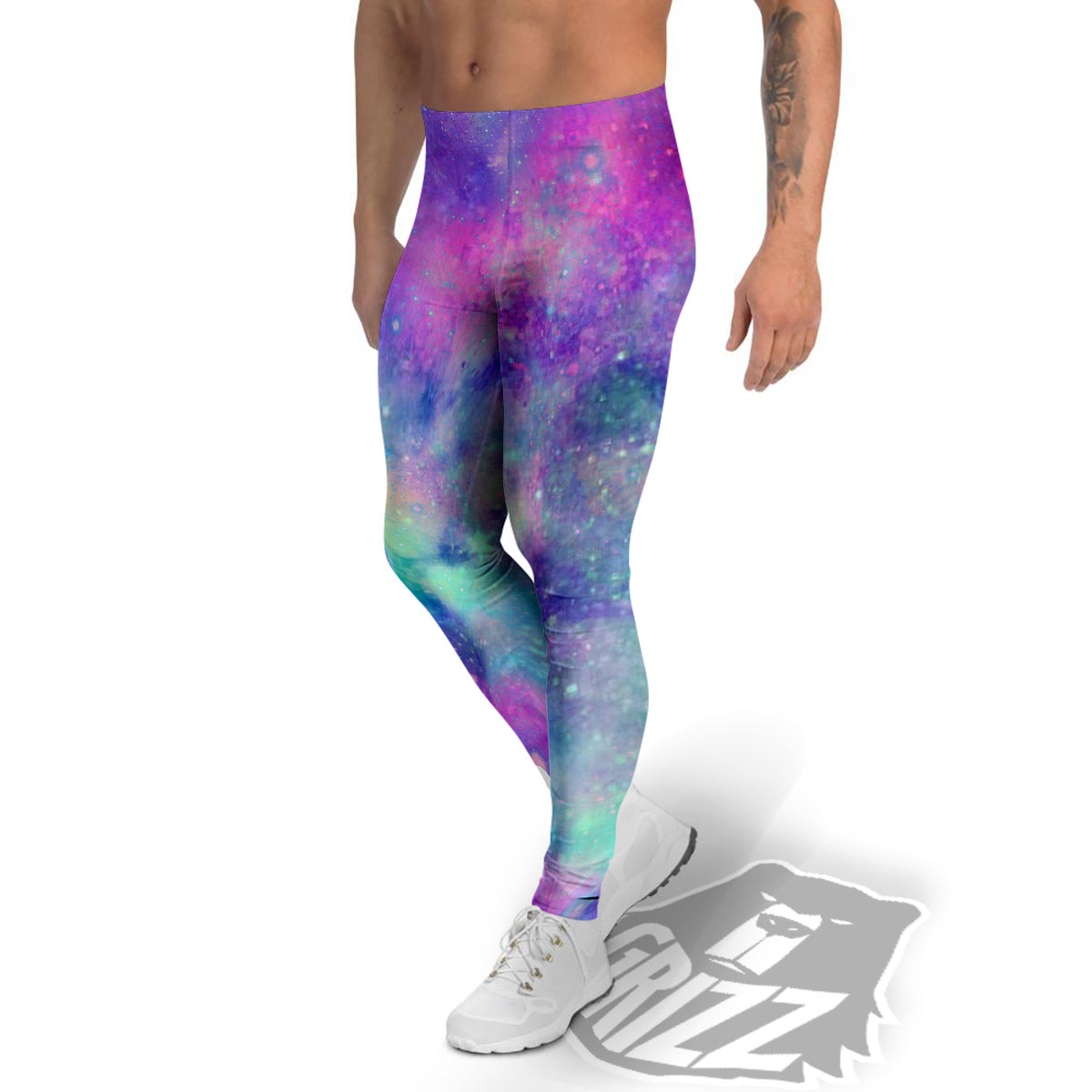 Galaxy Space Colorful Universe Print Men's Leggings-grizzshop