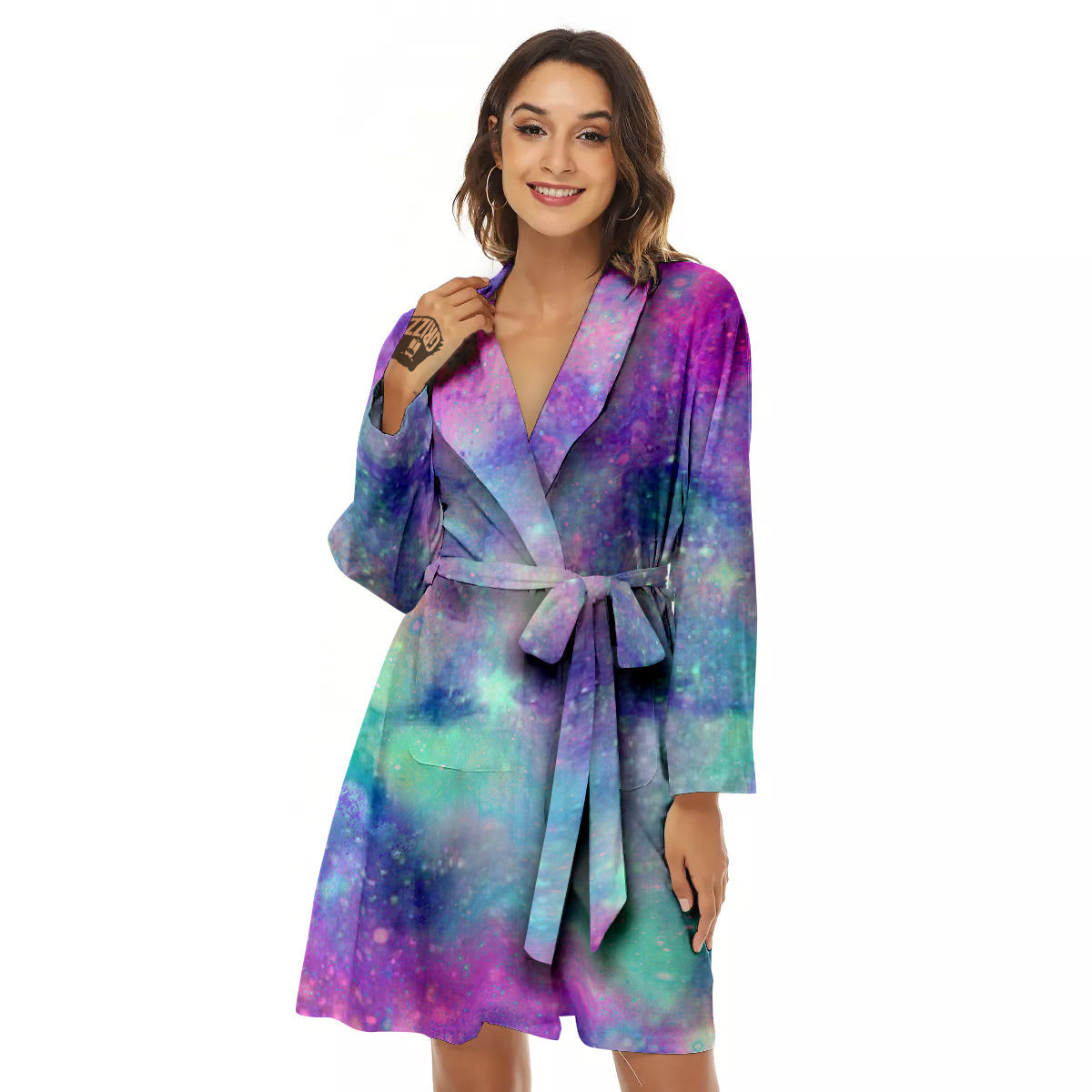 Galaxy Space Colorful Universe Print Women's Robe-grizzshop