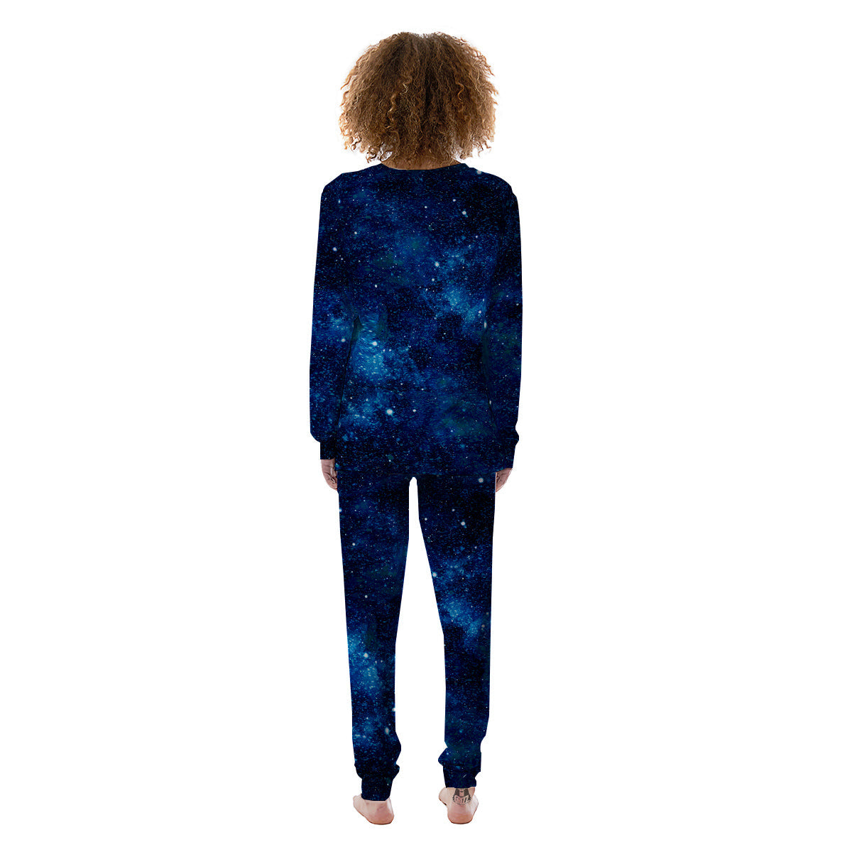 Galaxy Space Dark Blue Print Women's Pajamas-grizzshop