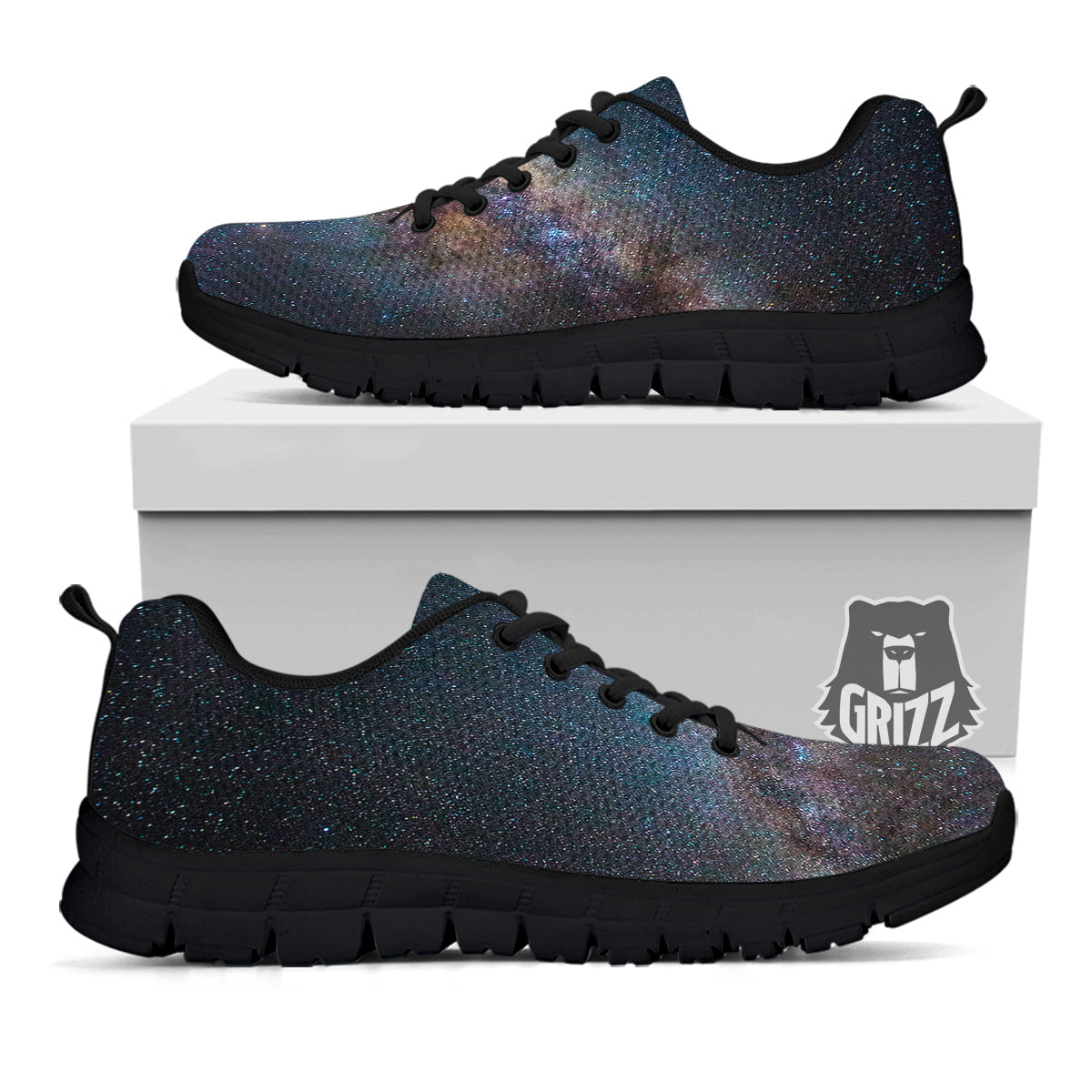 Galaxy Space Dark Milky Way Print Black Sneaker-grizzshop