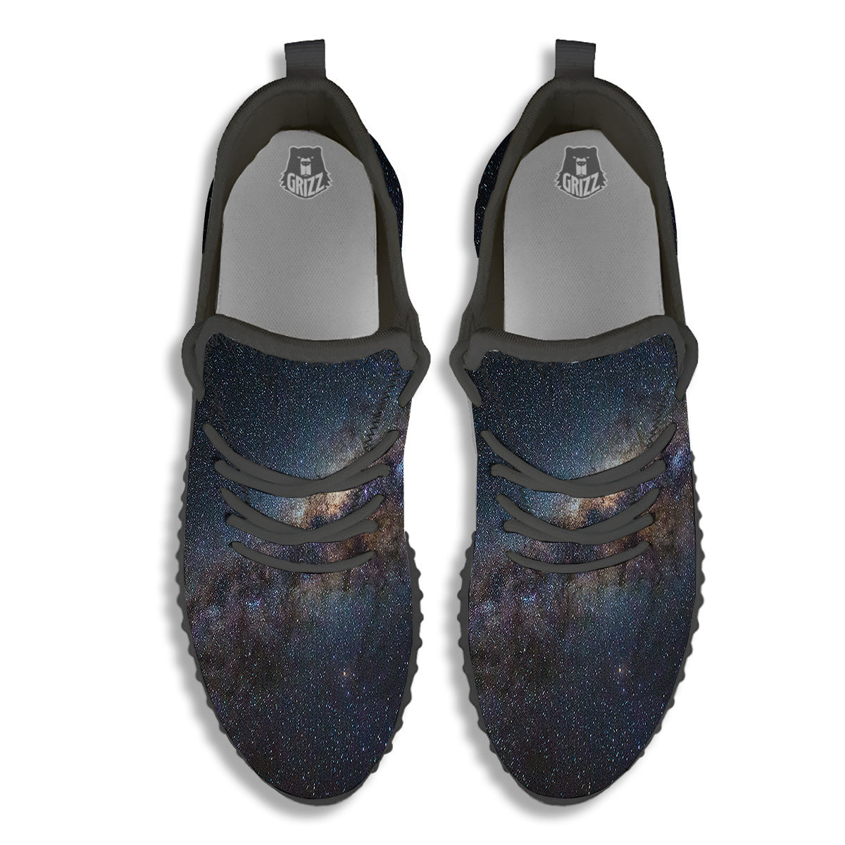 Galaxy Space Dark Milky Way Print Black Walking Shoes-grizzshop