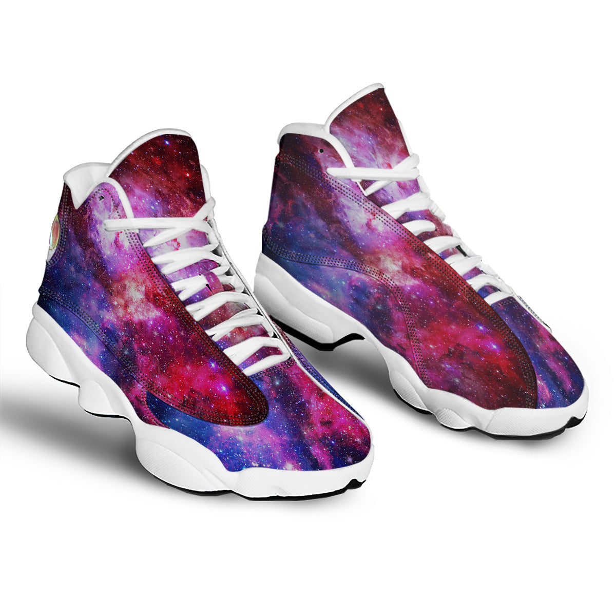 Galaxy Space Dark Purple Cosmos Print White Basketball Shoes-grizzshop