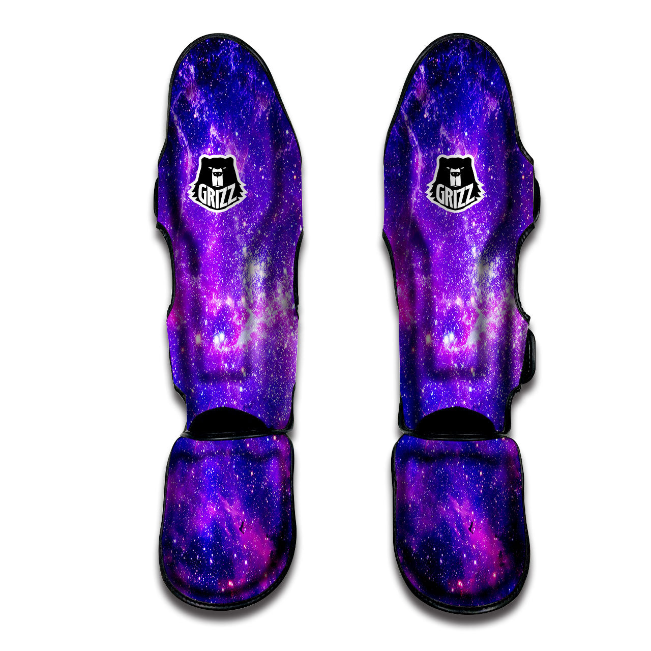 Galaxy Space Dark Purple Universe Print Muay Thai Shin Guards-grizzshop