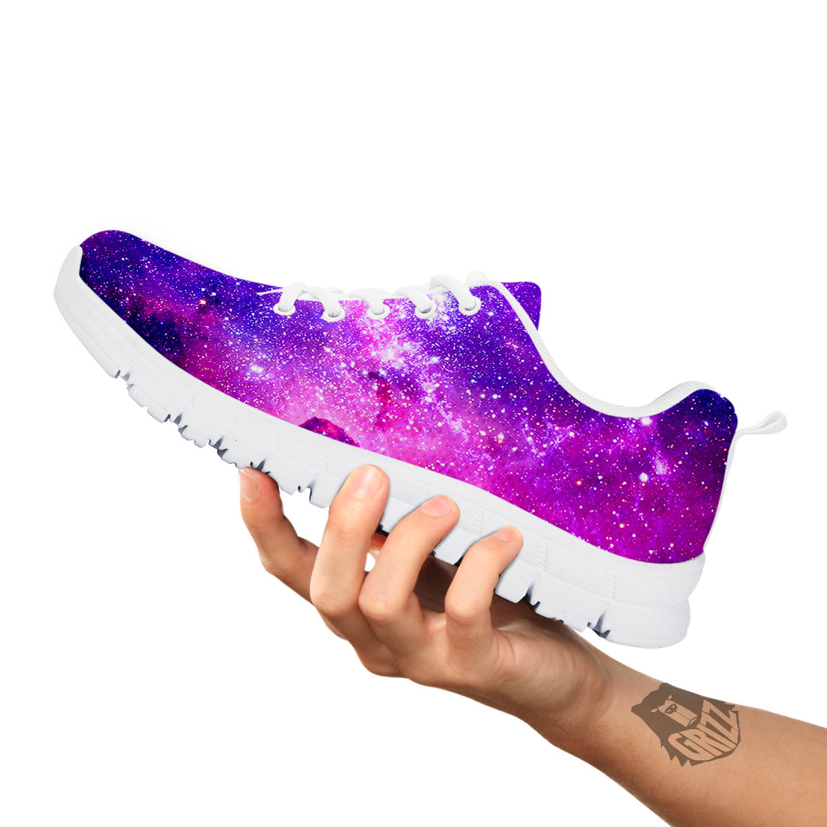 Galaxy Space Dark Purple Universe Print White Sneaker-grizzshop
