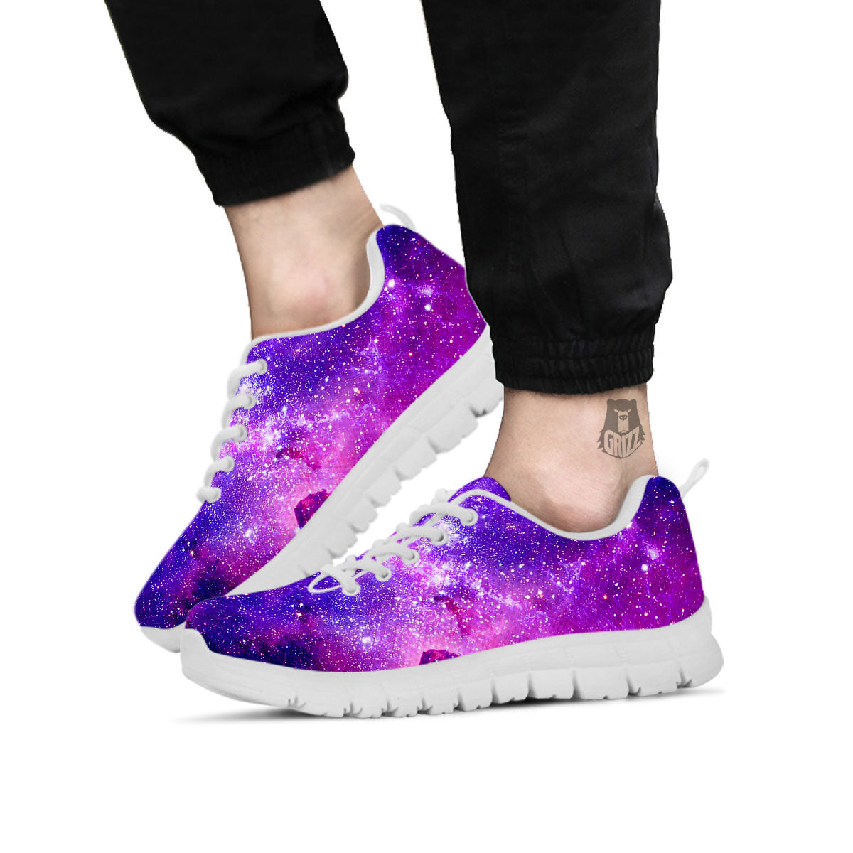 Galaxy Space Dark Purple Universe Print White Sneaker-grizzshop