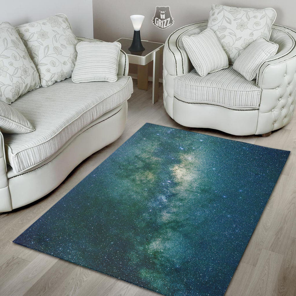 Galaxy Space Dark Teal Print Floor Mat-grizzshop