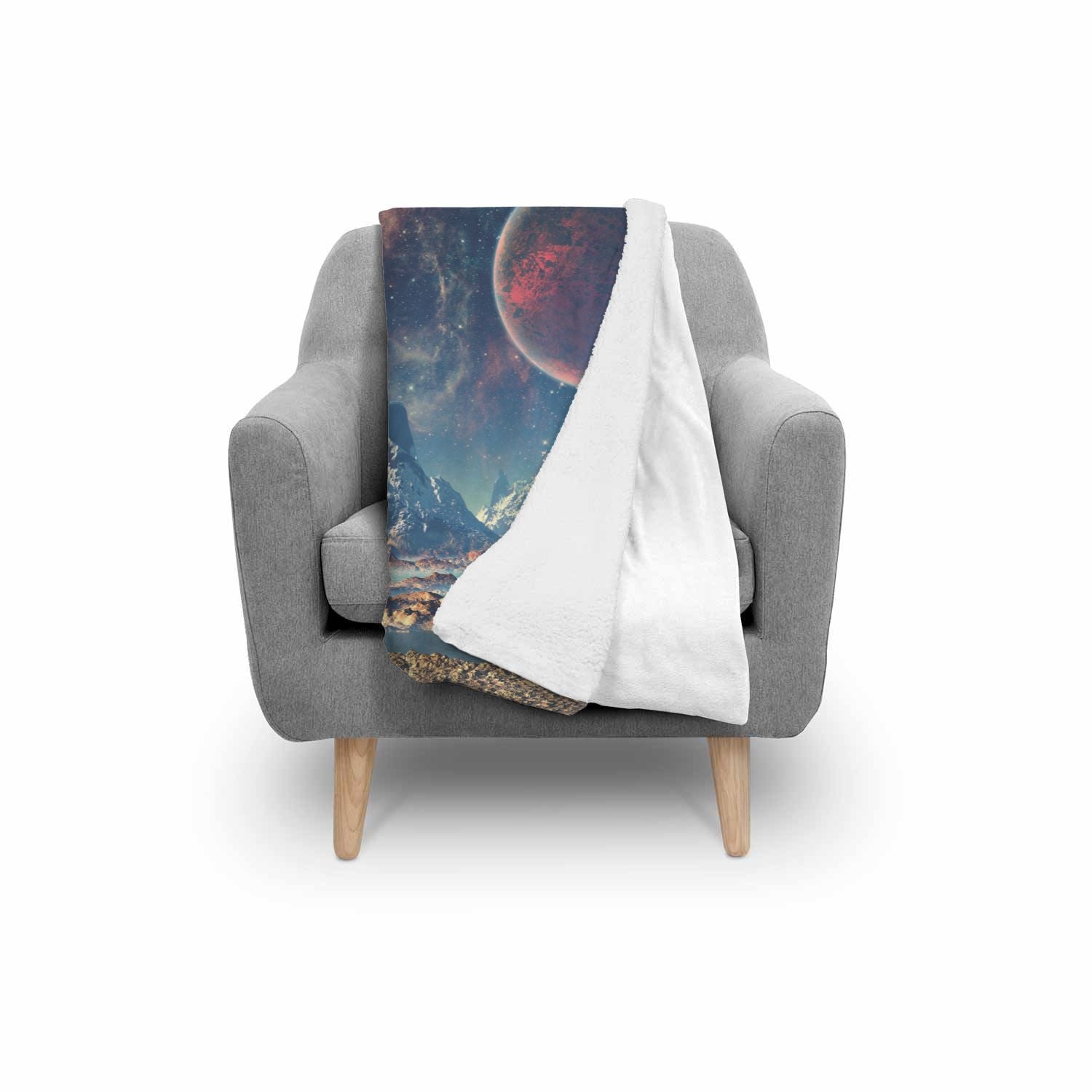 Galaxy Space Earth Print Throw Blanket-grizzshop