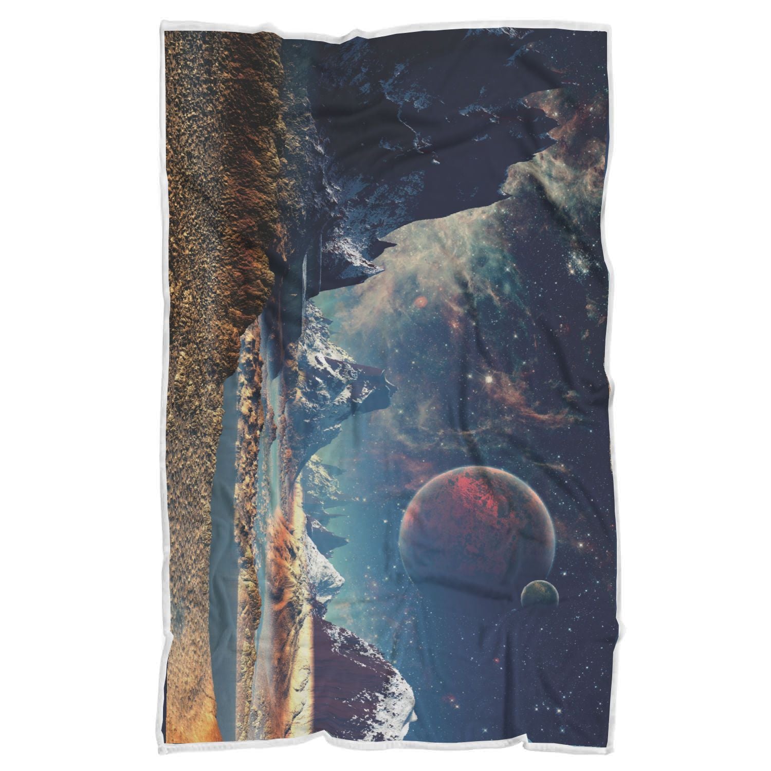 Galaxy Space Earth Print Throw Blanket-grizzshop