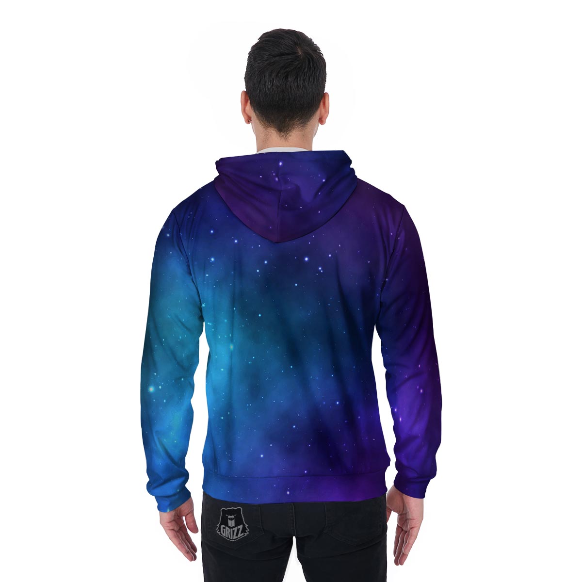 Galaxy Space Men's Zip Up Hoodie-grizzshop