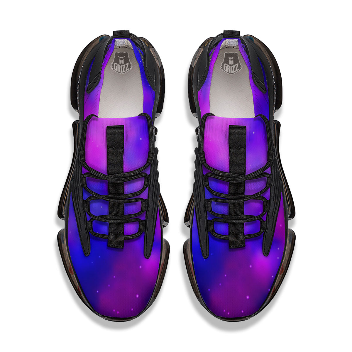Galaxy Space Purple Nebula Cloud Print Black Gym Shoes-grizzshop