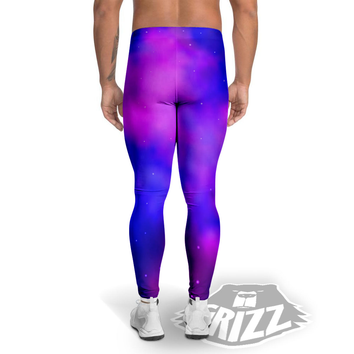 Galaxy Space Purple Nebula Cloud Print Men's Leggings-grizzshop