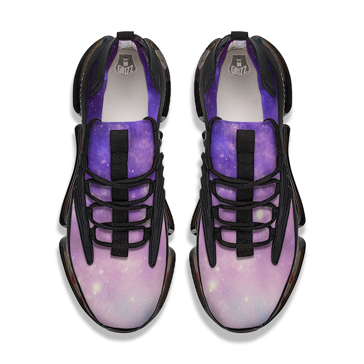 Galaxy Space Purple Stardust Cloud Print Black Gym Shoes-grizzshop