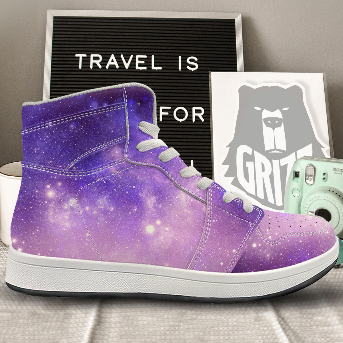 Galaxy Space Purple Stardust Cloud Print High Top Sneakers-grizzshop
