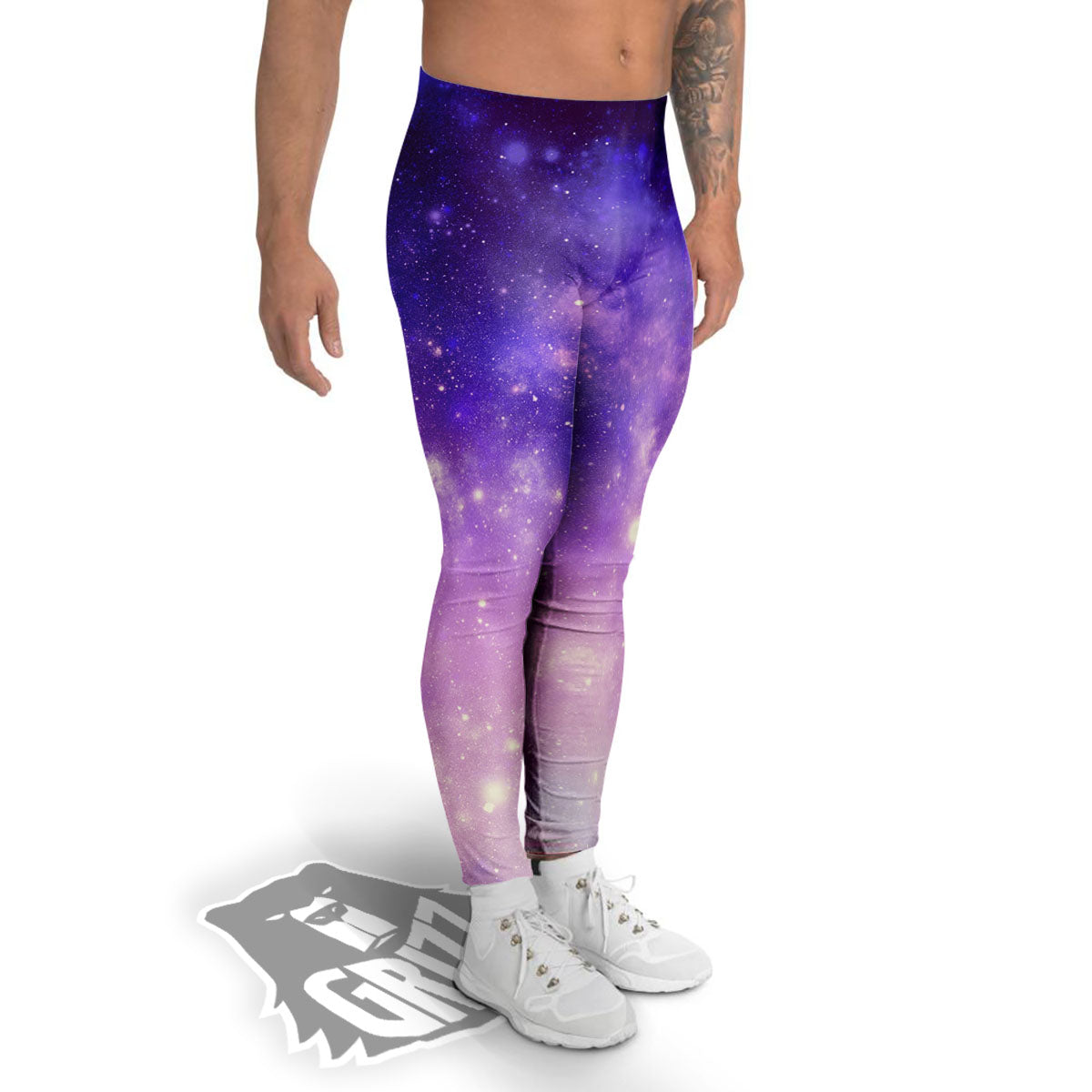 Galaxy Space Purple Stardust Cloud Print Men's Leggings-grizzshop