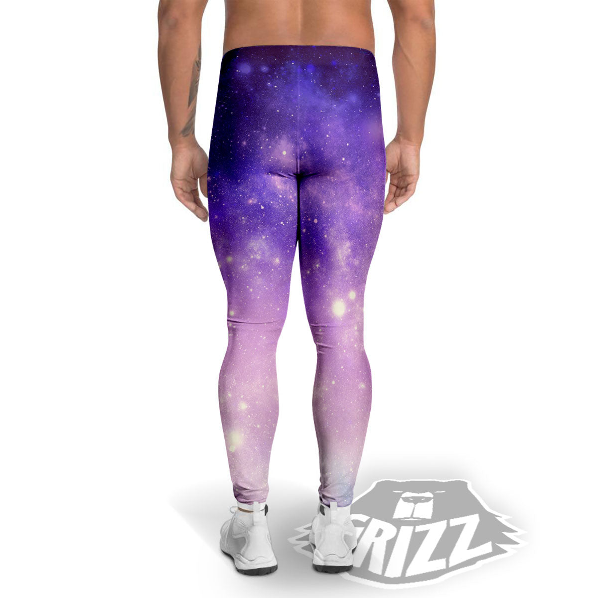 Galaxy Space Purple Stardust Cloud Print Men's Leggings-grizzshop