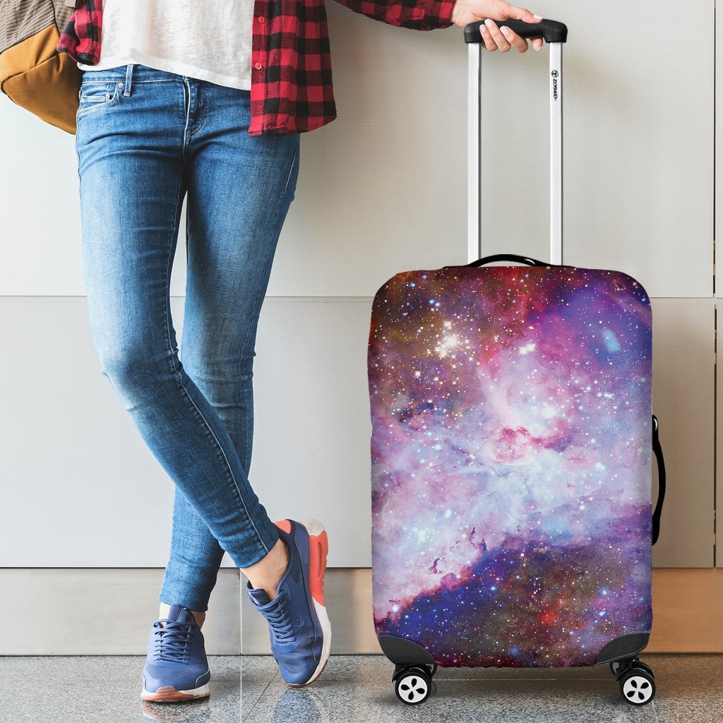 Galaxy Space Purple Stardust Print Luggage Cover Protector-grizzshop