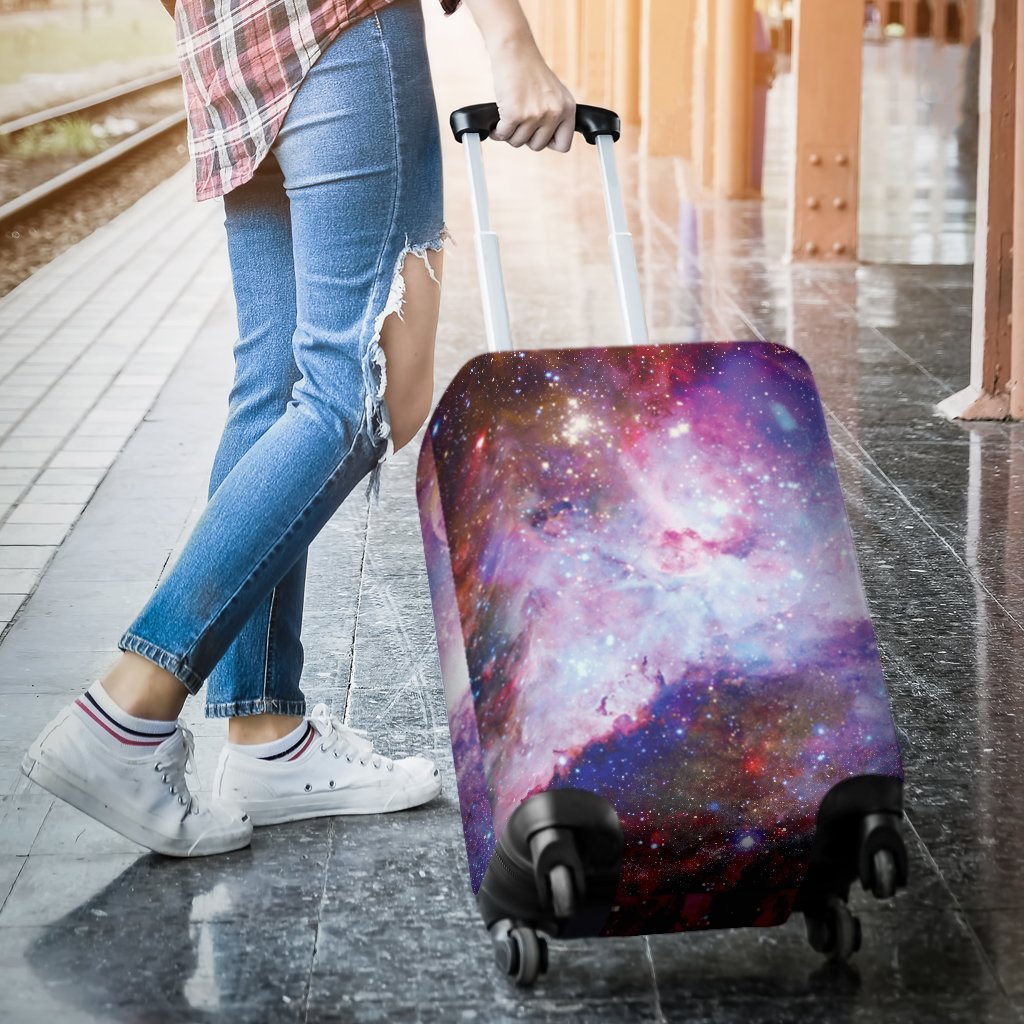 Galaxy Space Purple Stardust Print Luggage Cover Protector-grizzshop
