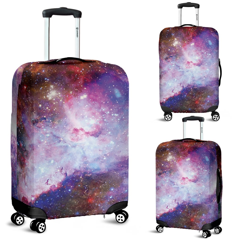 Galaxy Space Purple Stardust Print Luggage Cover Protector-grizzshop