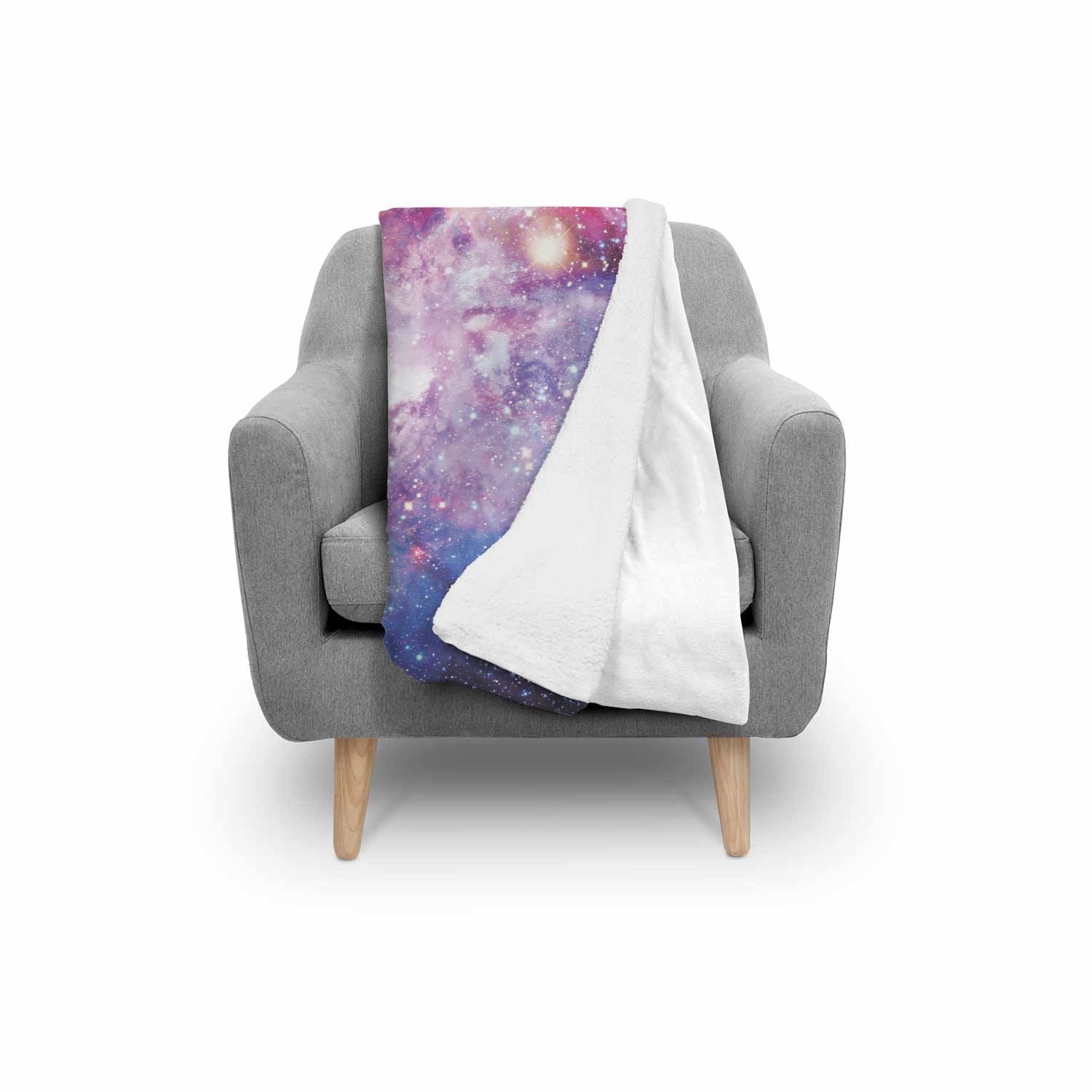 Galaxy Space Purple Stardust Print Throw Blanket-grizzshop