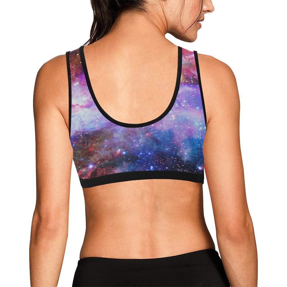 Galaxy Space Purple Stardust Print Women Sports Bra-grizzshop