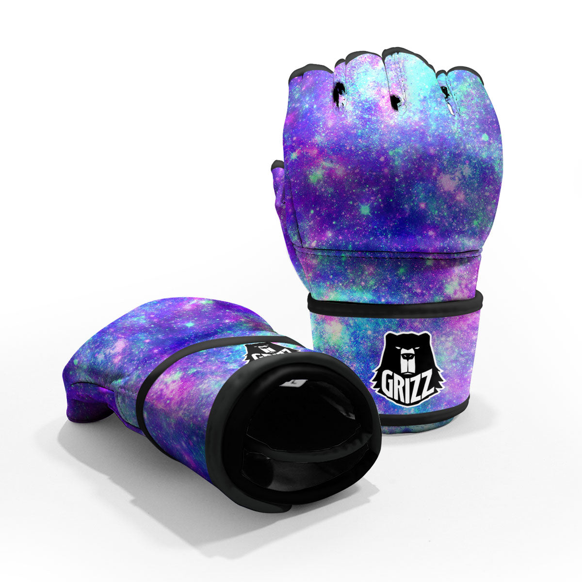 Galaxy Space Purple Turquoise Print MMA Gloves-grizzshop