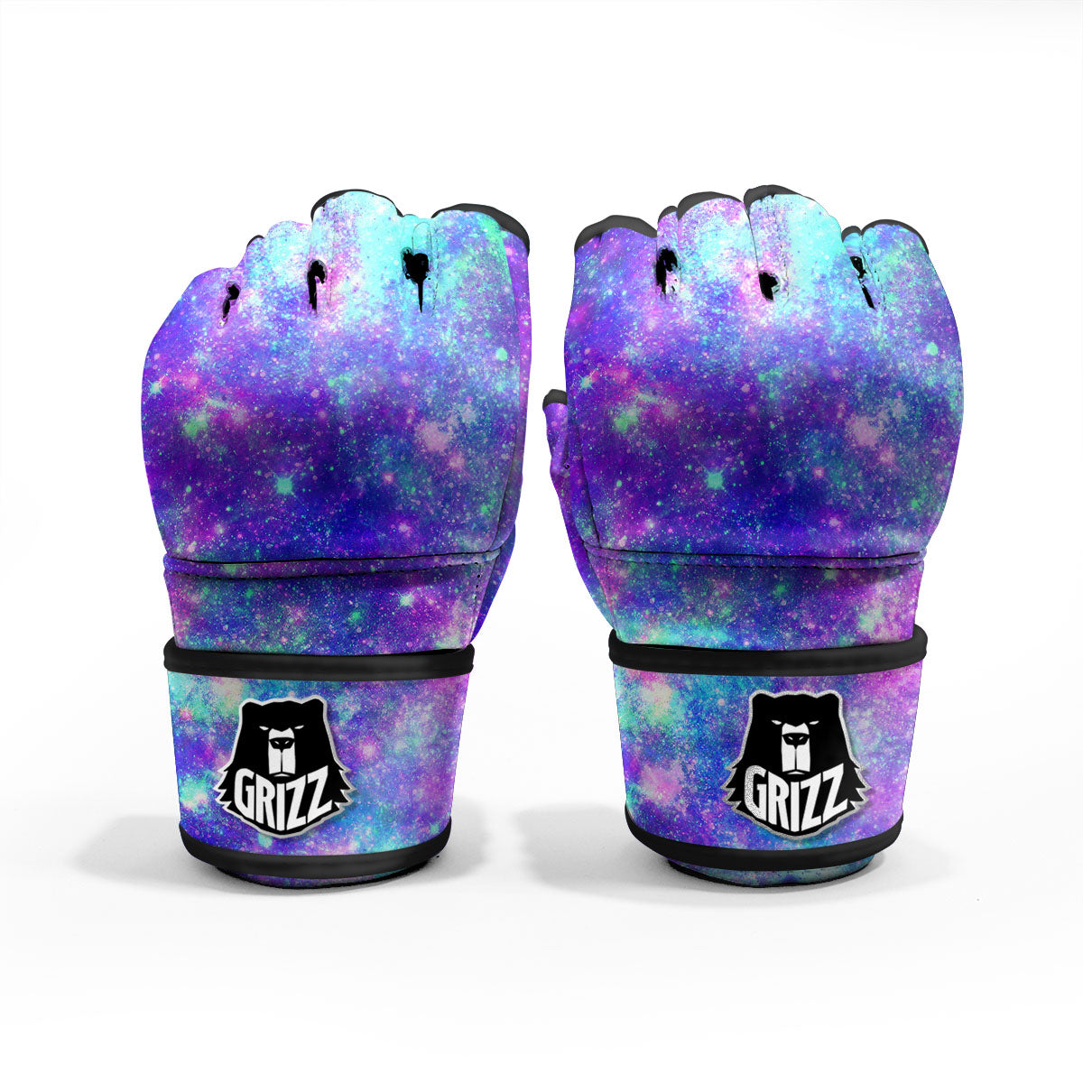 Galaxy Space Purple Turquoise Print MMA Gloves-grizzshop