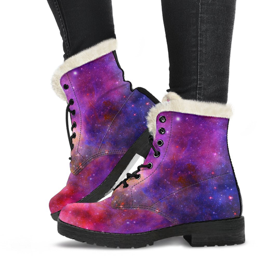 Galaxy Space Stardust Print Comfy Winter Boots-grizzshop