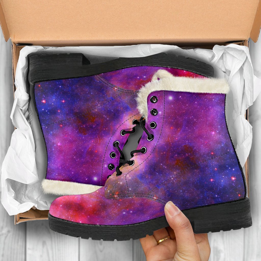 Galaxy Space Stardust Print Comfy Winter Boots-grizzshop