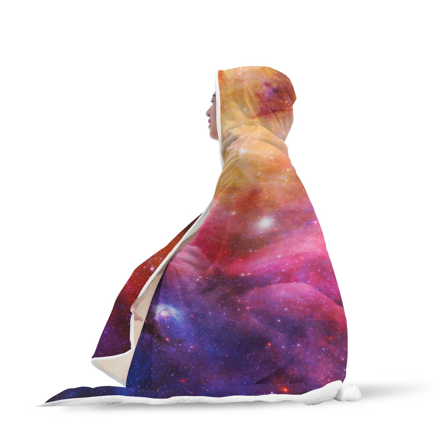 Galaxy Space Stardust Print Hooded Blanket-grizzshop