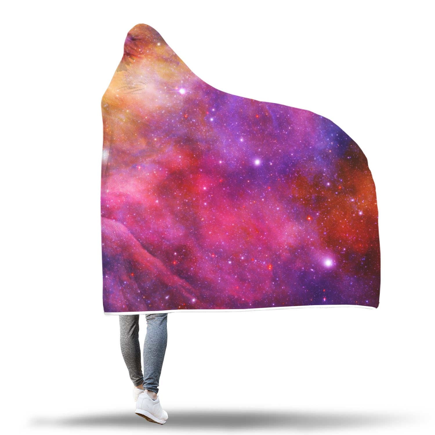 Galaxy Space Stardust Print Hooded Blanket-grizzshop