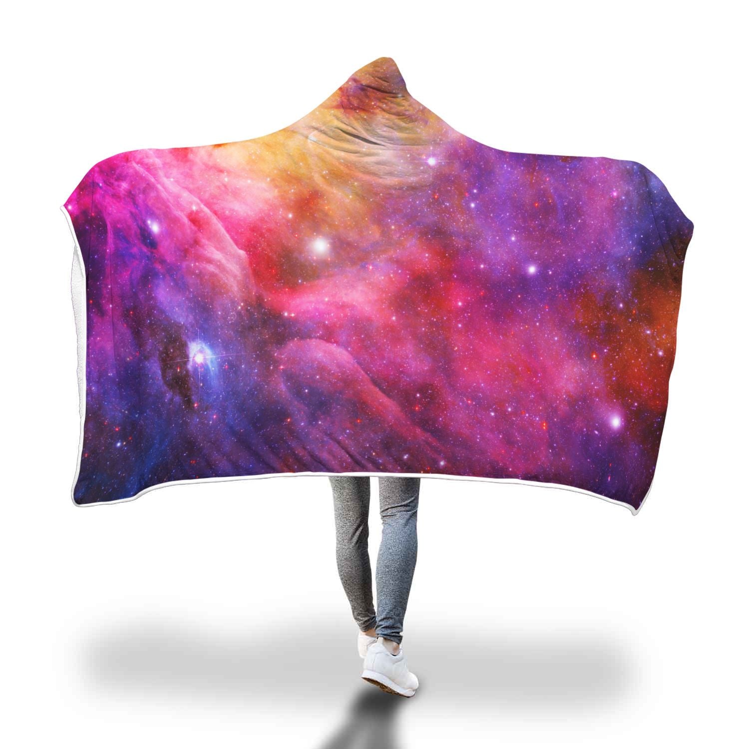 Galaxy Space Stardust Print Hooded Blanket-grizzshop