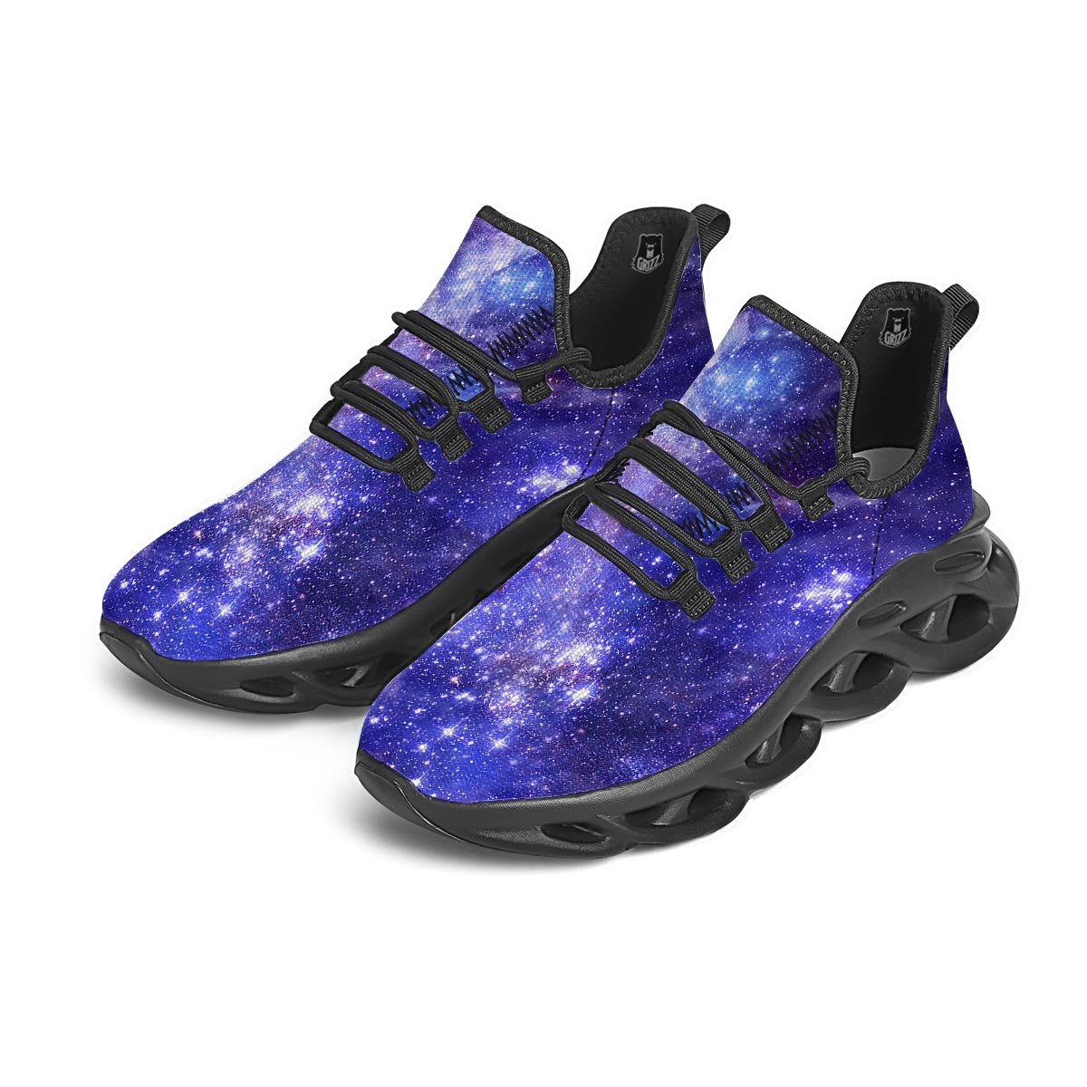Galaxy Space Starfield Nebula Print Black Running Shoes-grizzshop