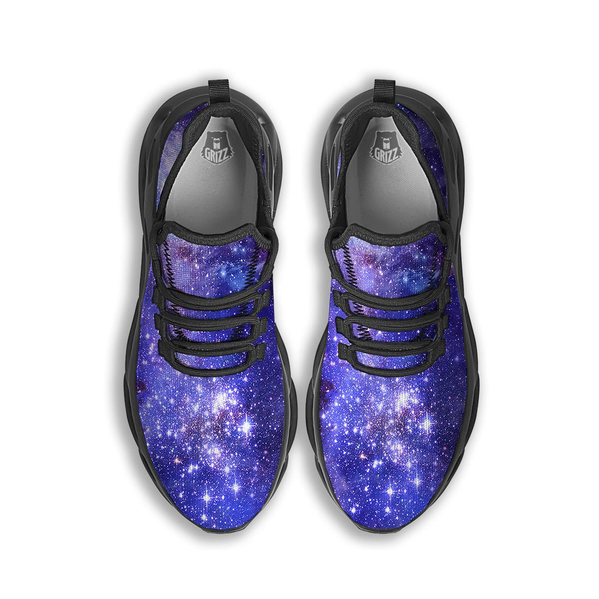Galaxy Space Starfield Nebula Print Black Running Shoes-grizzshop