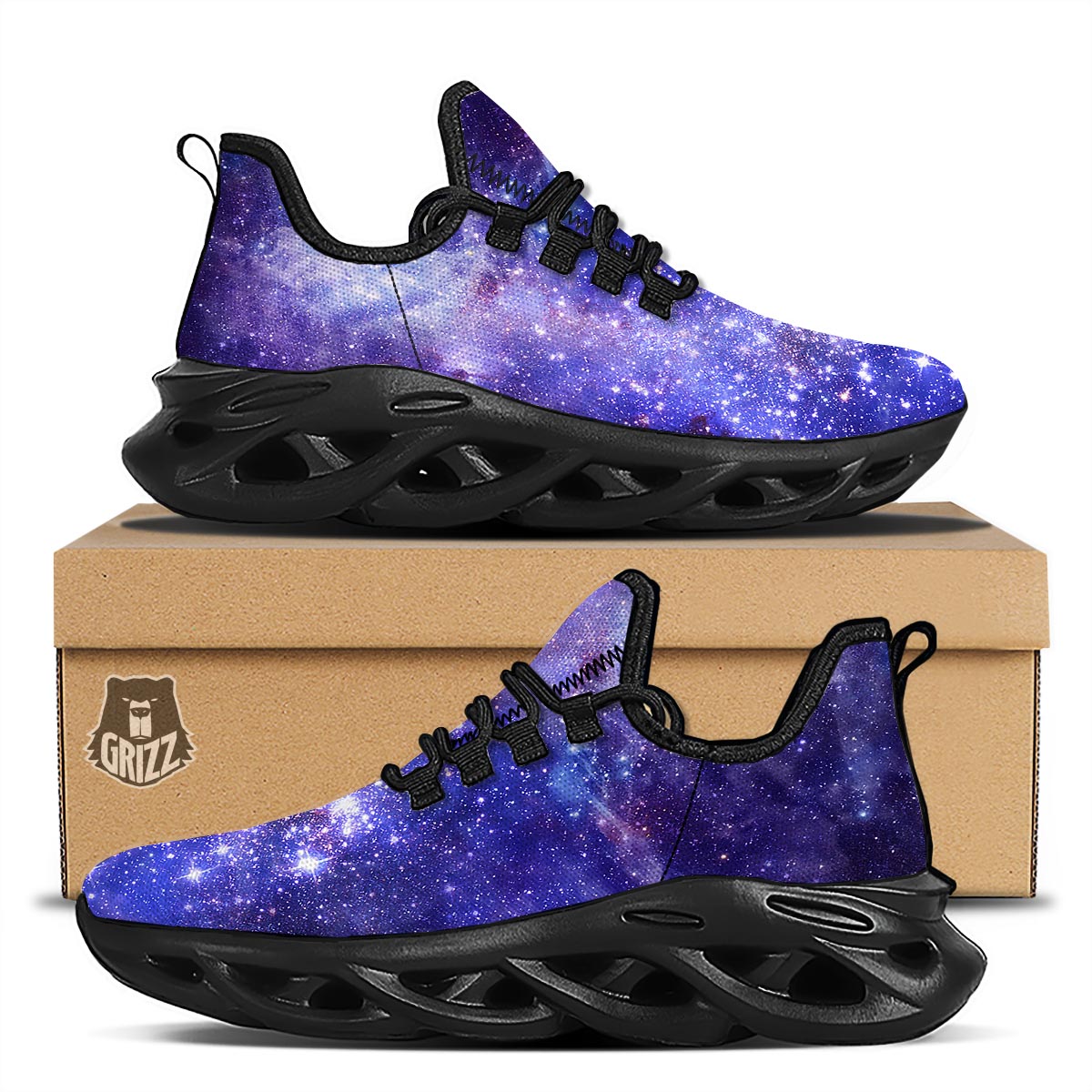 Galaxy Space Starfield Nebula Print Black Running Shoes-grizzshop