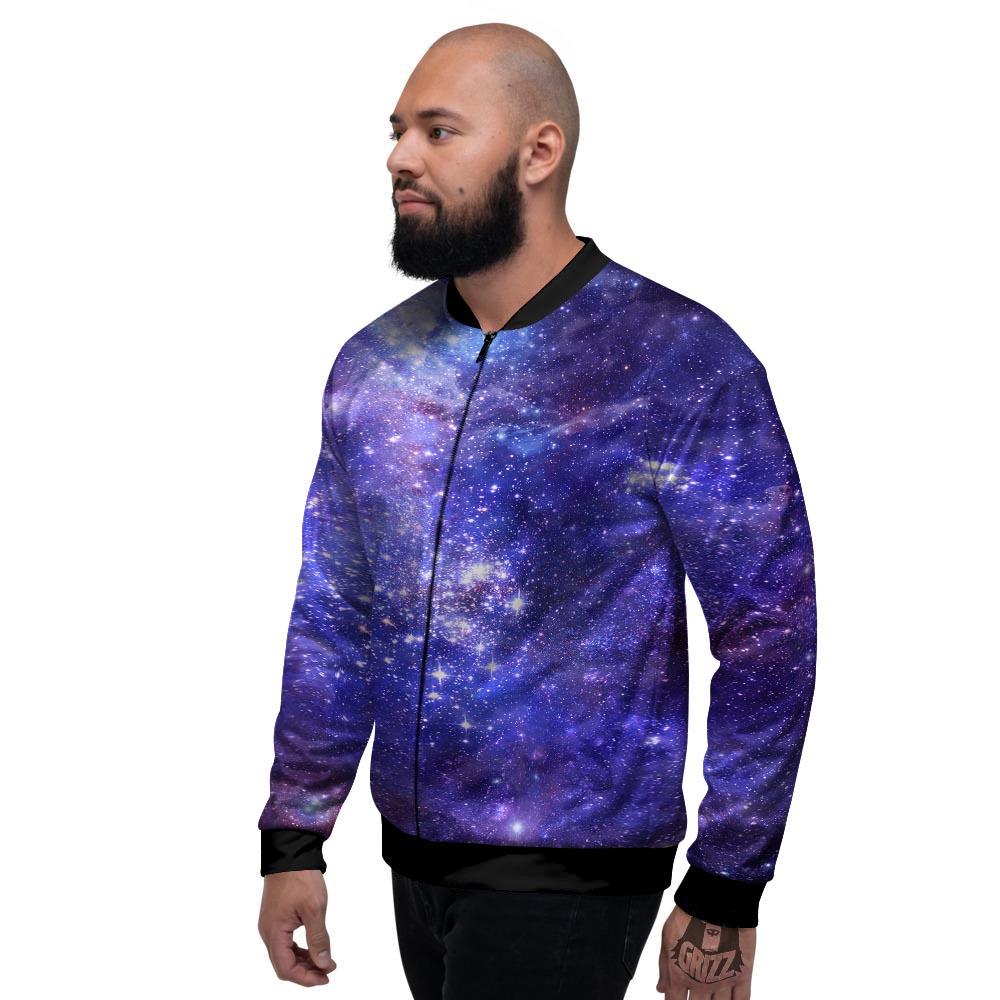 Galaxy Space Starfield Nebula Print Men's Bomber Jacket-grizzshop