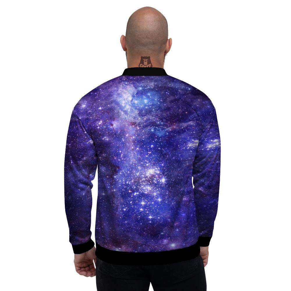 Galaxy Space Starfield Nebula Print Men's Bomber Jacket-grizzshop