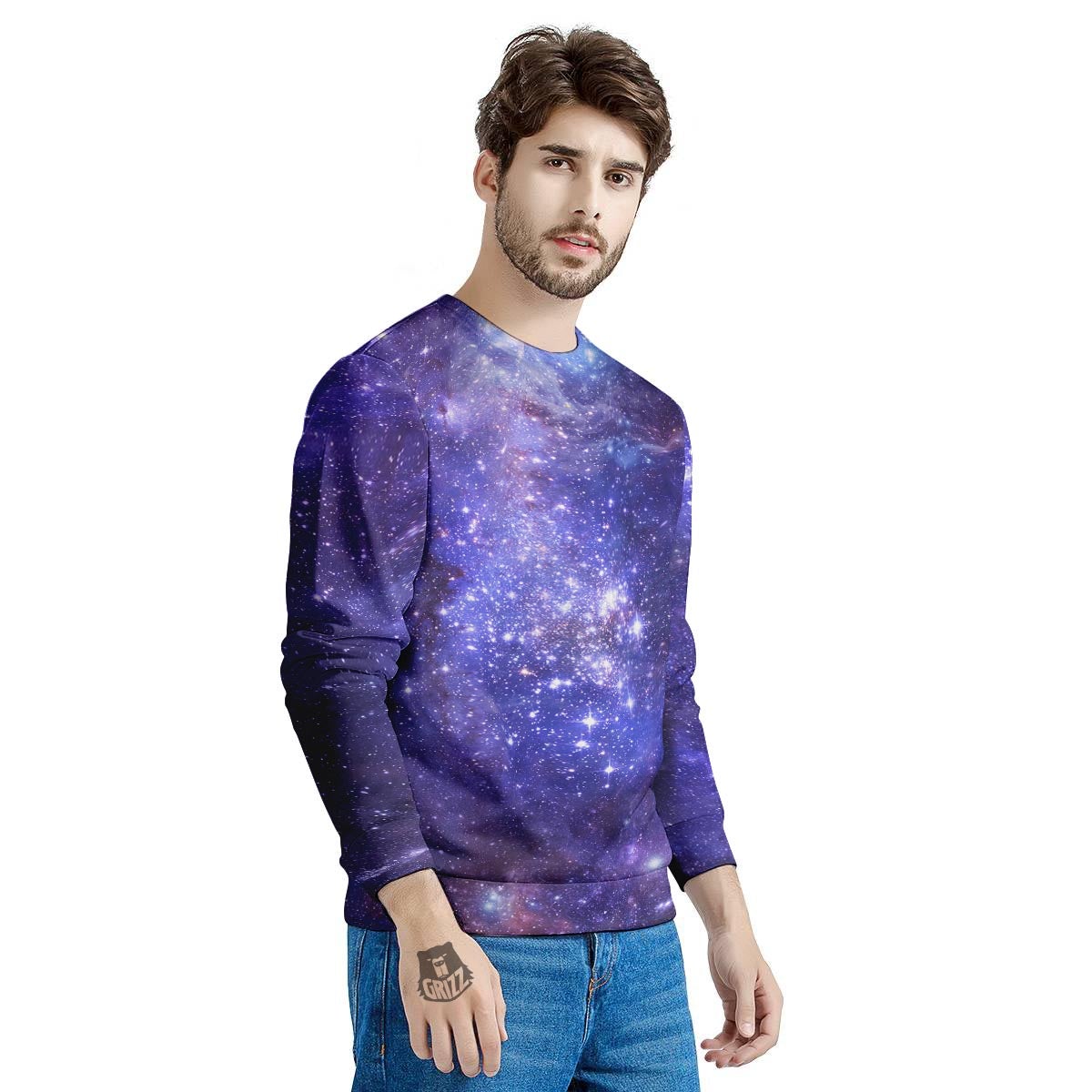 Galaxy Space Starfield Nebula Print Men's Sweatshirt-grizzshop