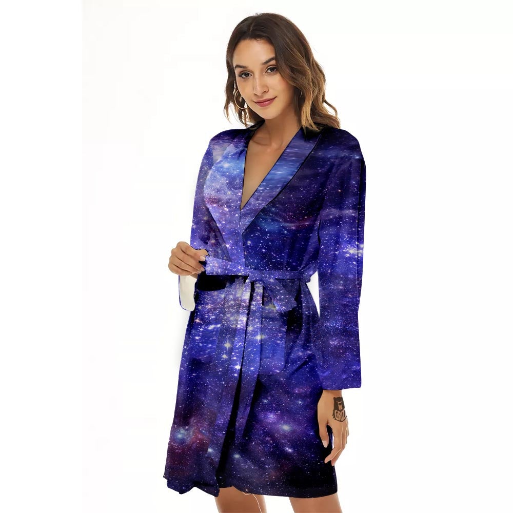 Galaxy Space Starfield Nebula Print Women's Robe-grizzshop