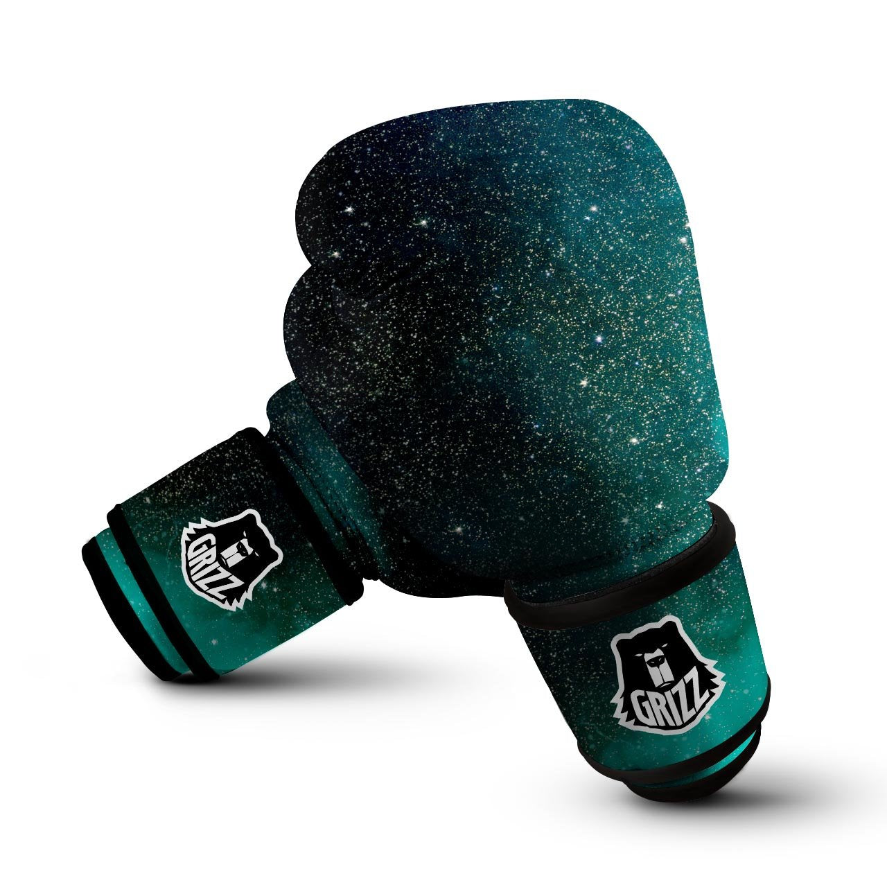Galaxy Space Teal Stardust Print Boxing Gloves-grizzshop