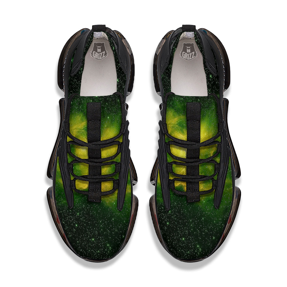 Galaxy Sparkle Green Print Black Gym Shoes-grizzshop