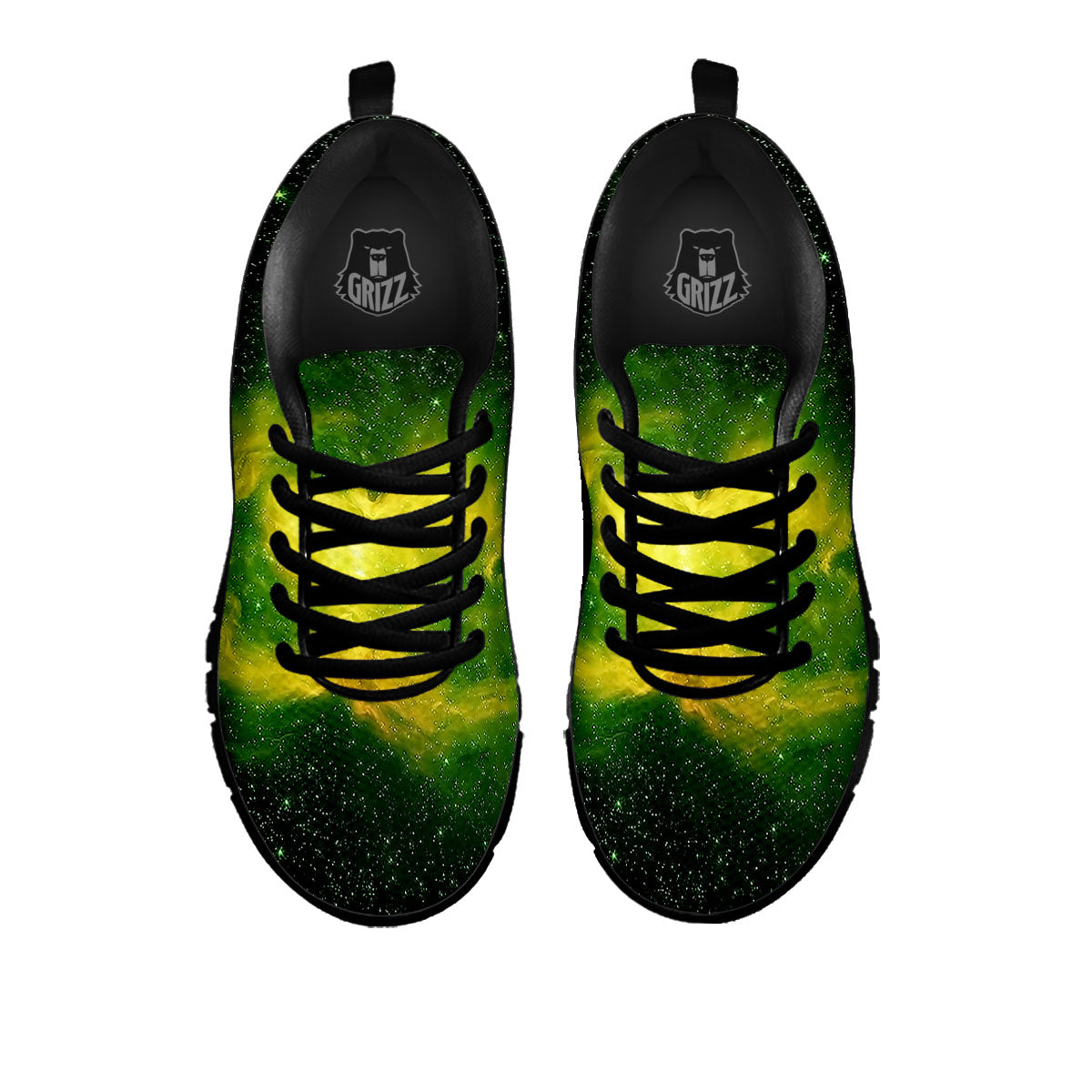 Galaxy Sparkle Green Print Black Sneaker-grizzshop