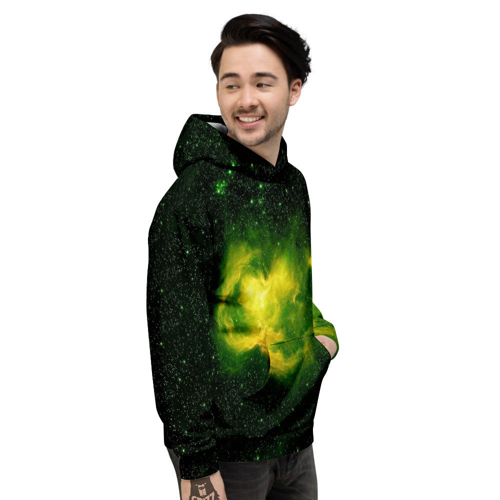 Galaxy Sparkle Green Print Men's Hoodie-grizzshop