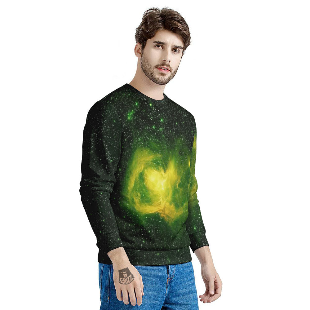 Galaxy Sparkle Green Print Men's Sweatshirt-grizzshop
